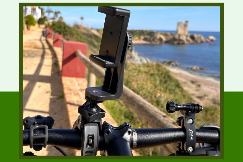 Bike Handlebars with Bracket Bike Handlebars with Bracket for taking photos while cycling from the Rock of Gibraltar to Malaga