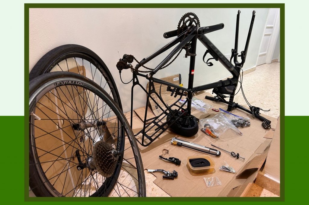 Bike Taken Apart to take on an airplane