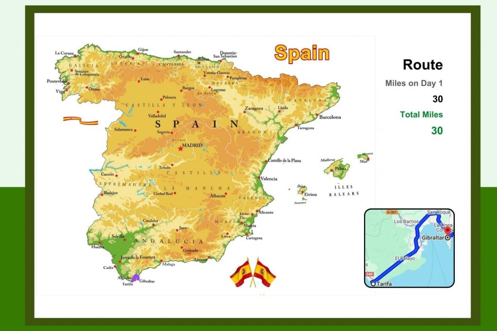 Cycling from Tarifa to Rock of Gibraltar Day 1 Summary