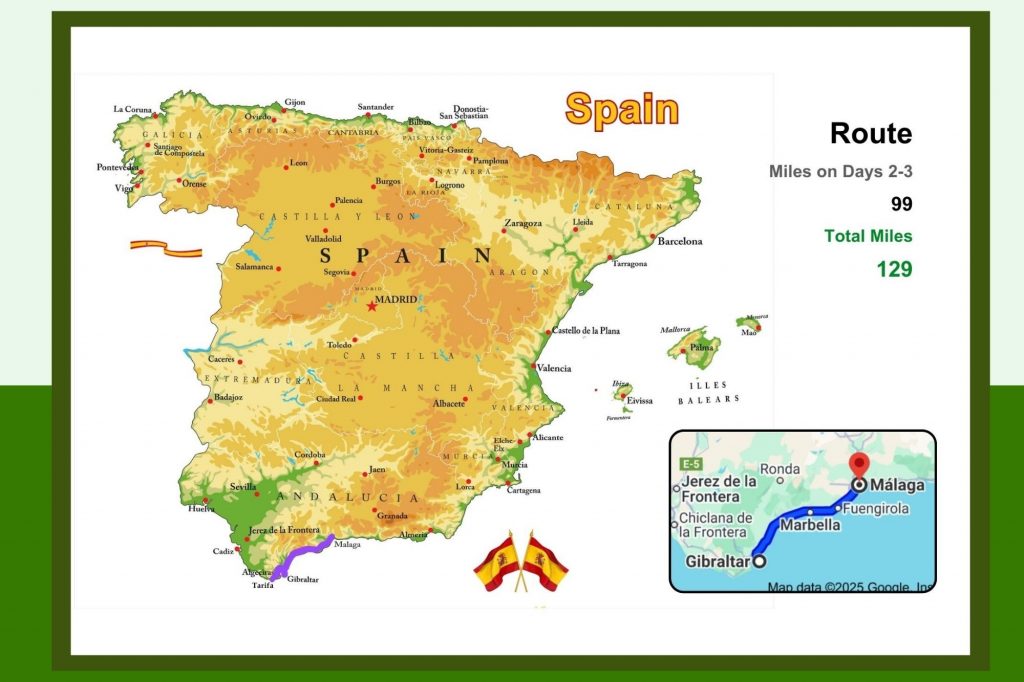 Day 2-3 Summary Summary of days 2 and 3 cycling from Rock of Gibraltar to Malaga
