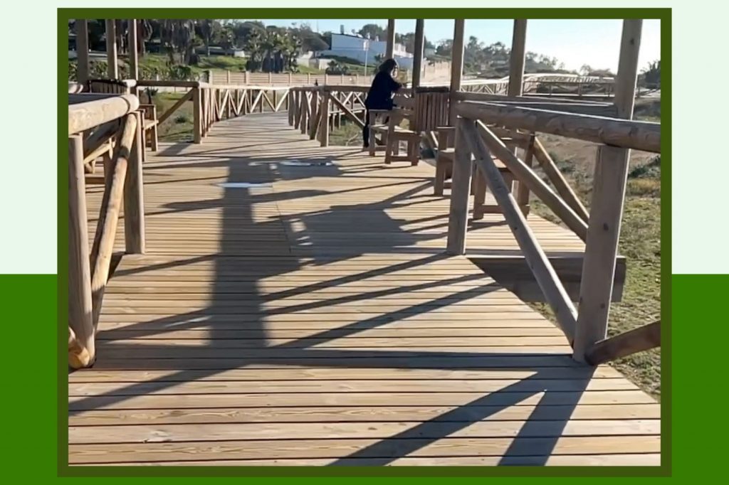 Decking Walkway Walking along walkway while cycling from Rock of Gibraltar to Malaga