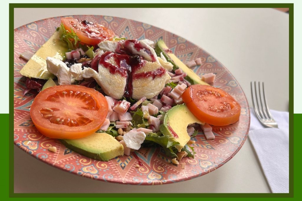 Goat Salad Lunch Day 4 while cycling from Tarifa to Bilbao