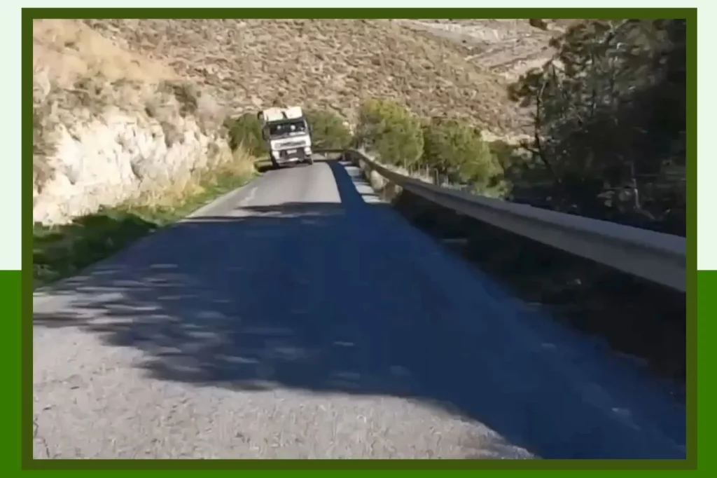 Truck Coming Up Steep Hill while cycling from Salobreña to Almería