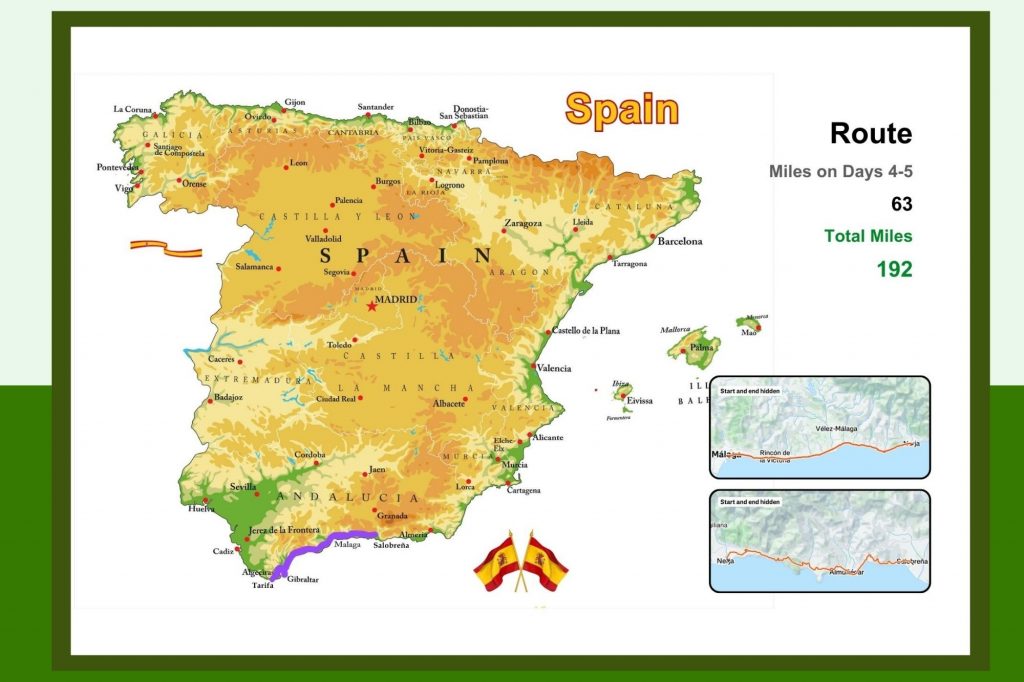 Cycling from Tarifa to Bilbao, Spain. Summary of route day 4-5